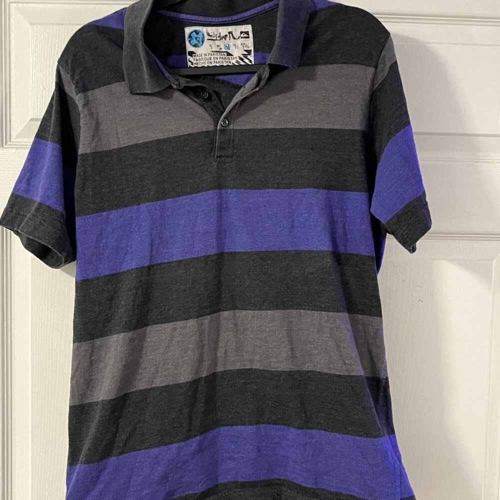 Y2K Vintage Quicksilver Striped Polo Shirt Men L